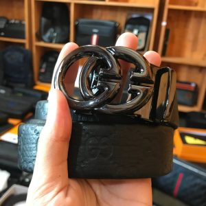 Gesper Gucci Tunggal Hitam Glossy